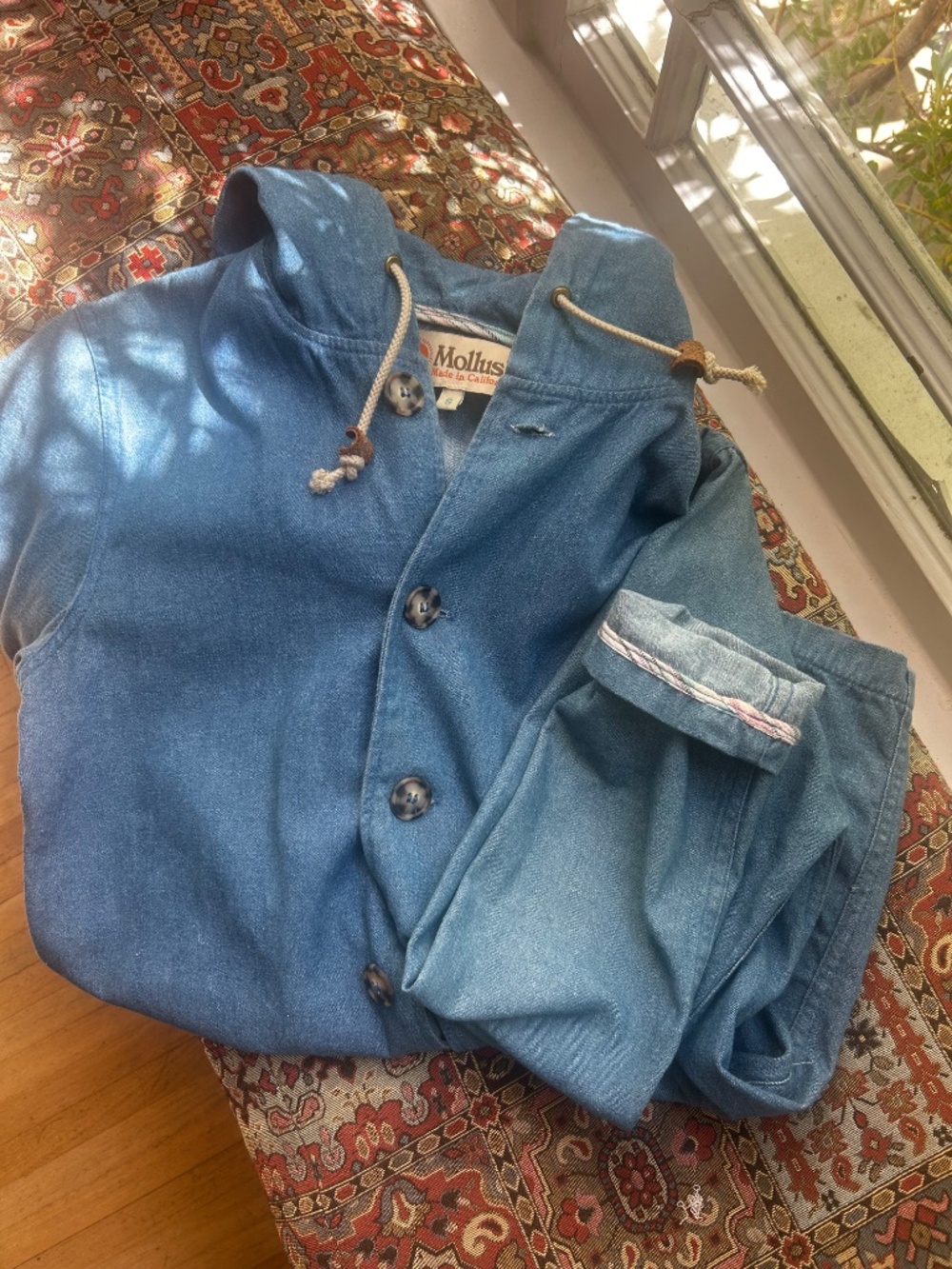 mollusk chambray hooded chore jacket size small - Picture 10 of 11